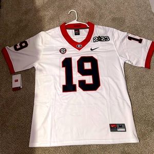 Medium White Brock Bowers 2023 National champions Jersey